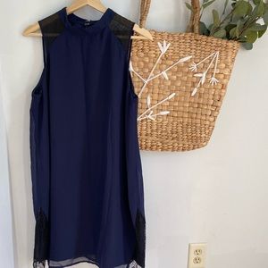 Charming Charlie Navy/Black Lace Mini Dress